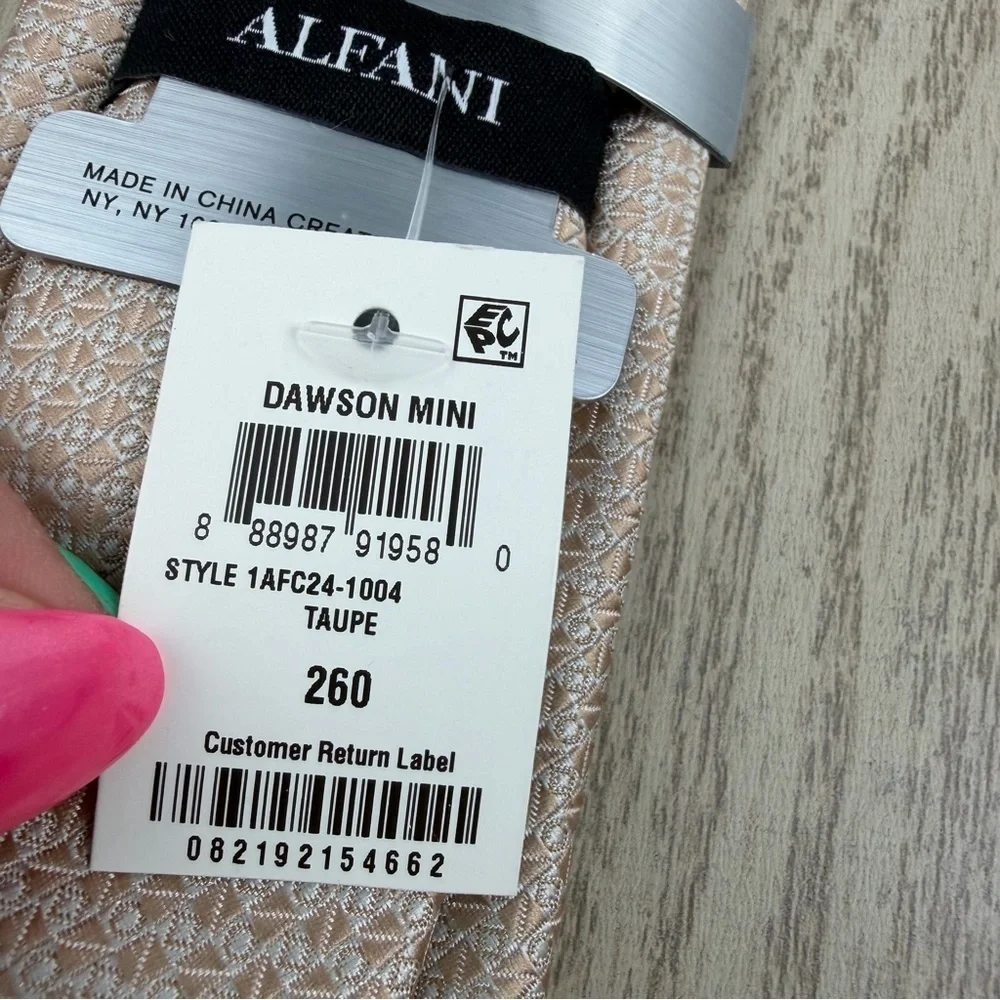 664 Alfani Men's Tie Dawson Mini 260 Taupe $55 Polyester